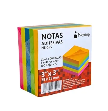BLOC NOTAS 3 X 3 NEXTEP NEON
