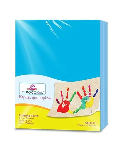 PAPEL BOND T/CARTA 75 GRS  AZUL CELESTE (C/100)