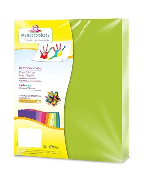 PAPEL BOND T/CARTA 75 GRS  VERDE LIMON (C/100)