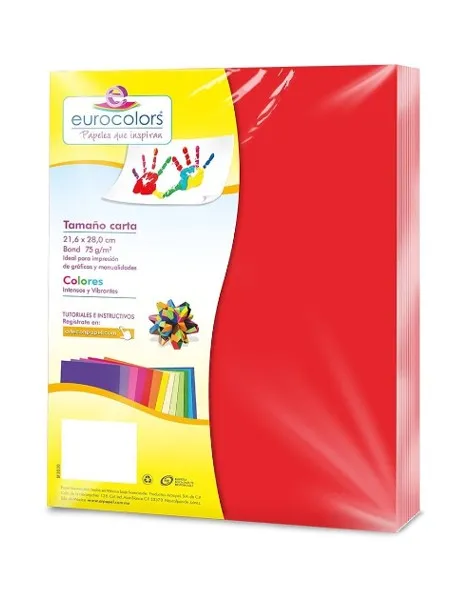 PAPEL BOND T/CARTA 75 GRS ROJO INTENSO (C/100)