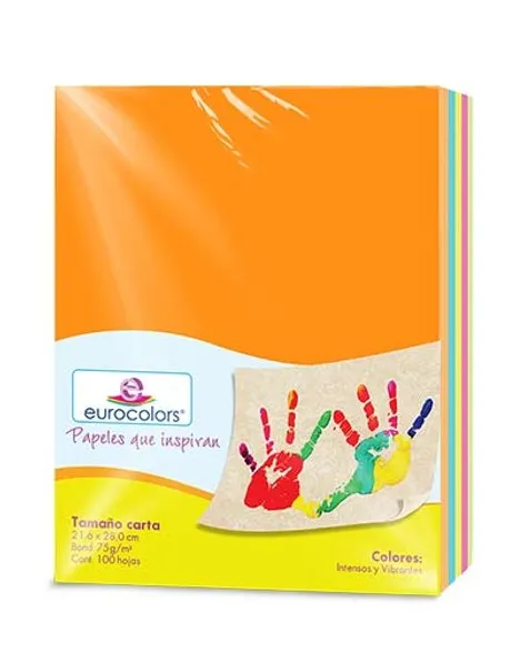 PAPEL BOND T/CARTA 75 GRS  ARCOIRIS VIBRANTE (C/100)
