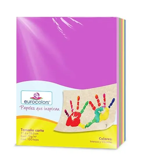PAPEL BOND T/CARTA 75 GRS ARCOIRIS INTENSOS (C/100)
