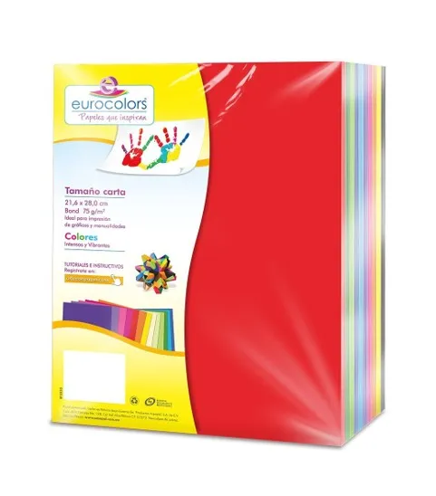 PAPEL BOND T/CARTA 75 GRS ARCOIRIS INTENSOS (C/500)