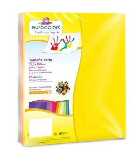 PAPEL BOND T/CARTA 75 GRS COLORES NEON (C/100)